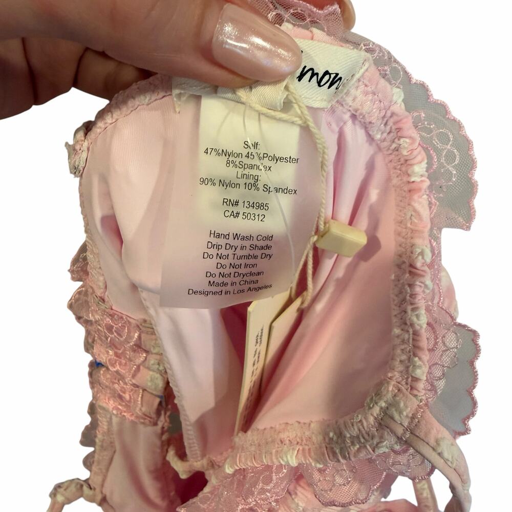 For Love & Lemons Haiden One Piece Swimsuit Rose Tyrie Pink Gingham S NWT - Picture 8 of 8